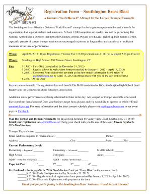 Southington Brass Blass Registration Form