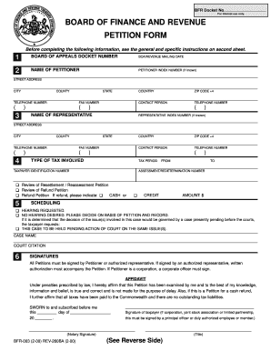 Board of Finance and Revenuepetition Form Filable