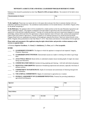 MINNESOTA AGRICULTURE and RURAL LEADERSHIP PROGRAM Smsu  Form