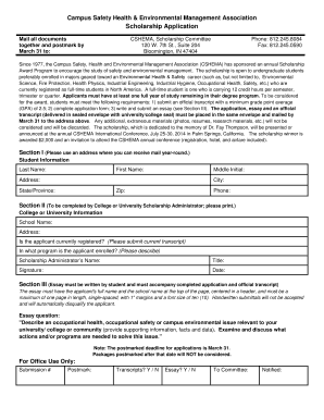 Scholarship Application CSHEMA Cshema  Form