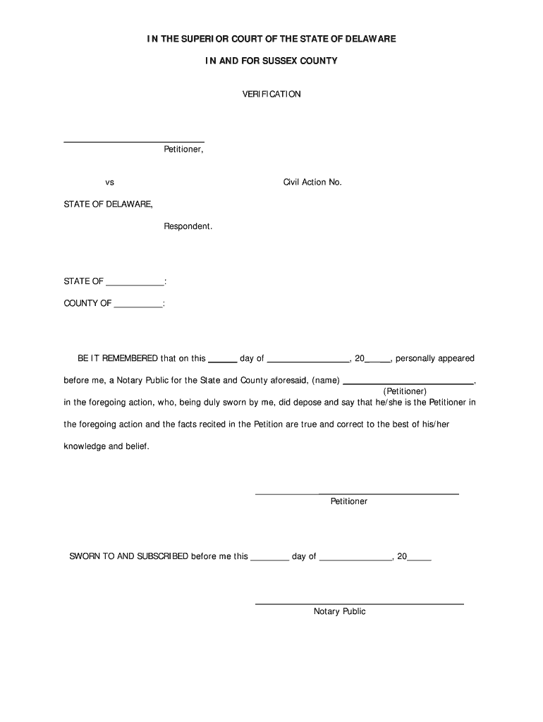 Sussex County Petition Delaware Courts State of Delaware Courts Delaware  Form