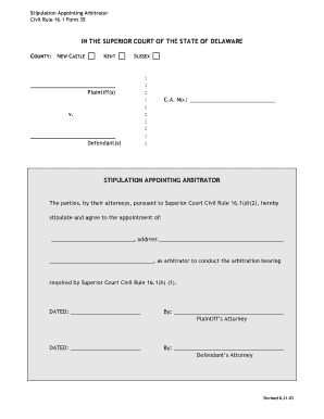 Stipulation Appointing Arbitrator Courts Delaware  Form