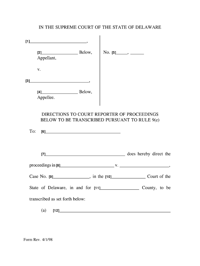 Directions to Court Reporter Delaware Courts State of Delaware Courts Delaware  Form