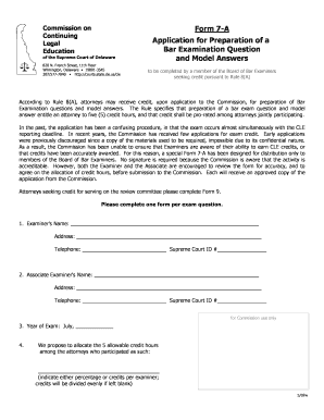 Commission on Continuing Legal Education Form 7 a of the Supreme Court of Delaware 820 N