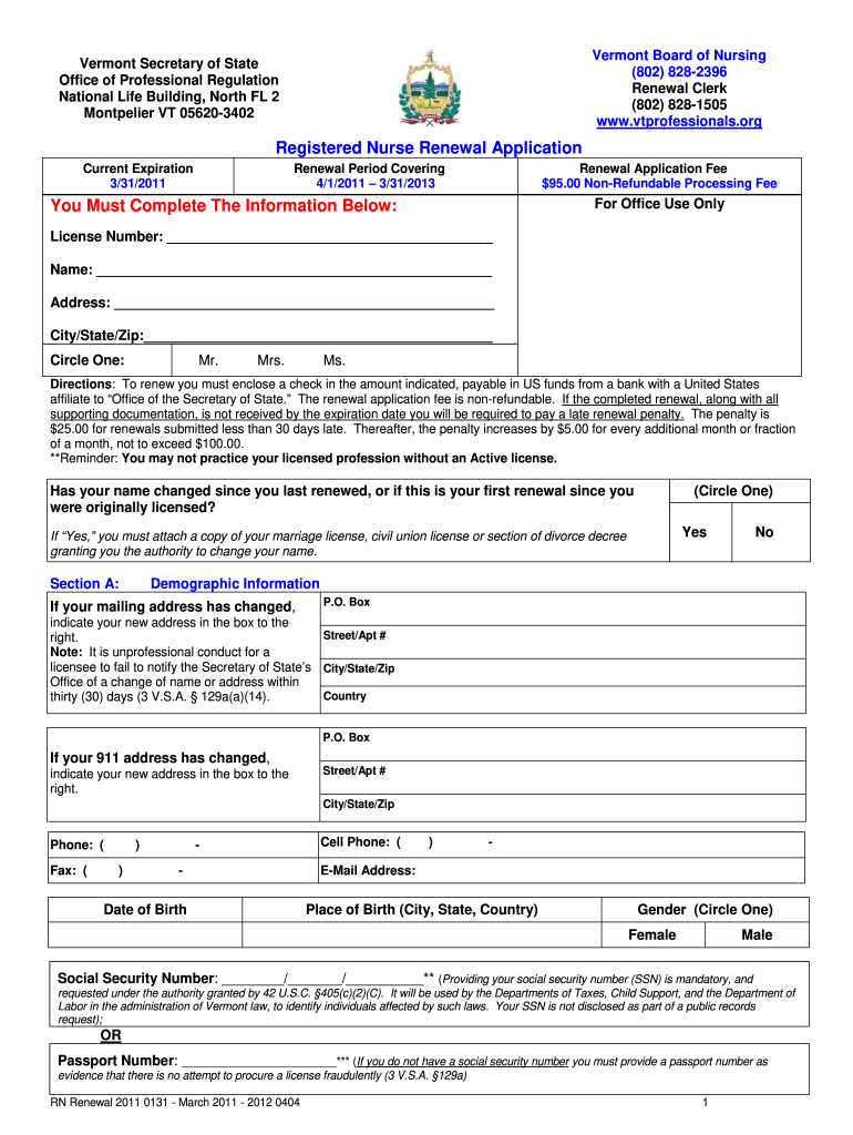 Get and Sign Registered Nurse Application Form 2011-2022