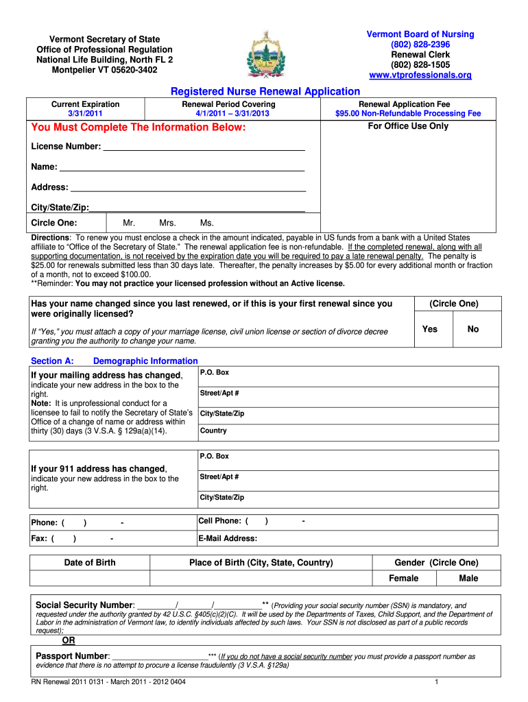  Registered Nurse Application Form 2011