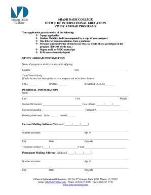 Miami Dade College Application  Form