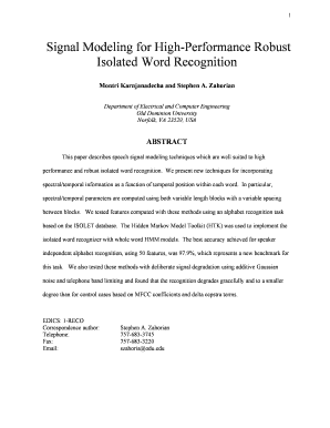 Signal Modeling for High Performance Robust Isolated Word Ws Binghamton