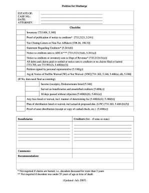 Petition for Discharge  Form