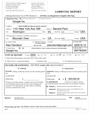 OrganizationLobbying Firm  Form