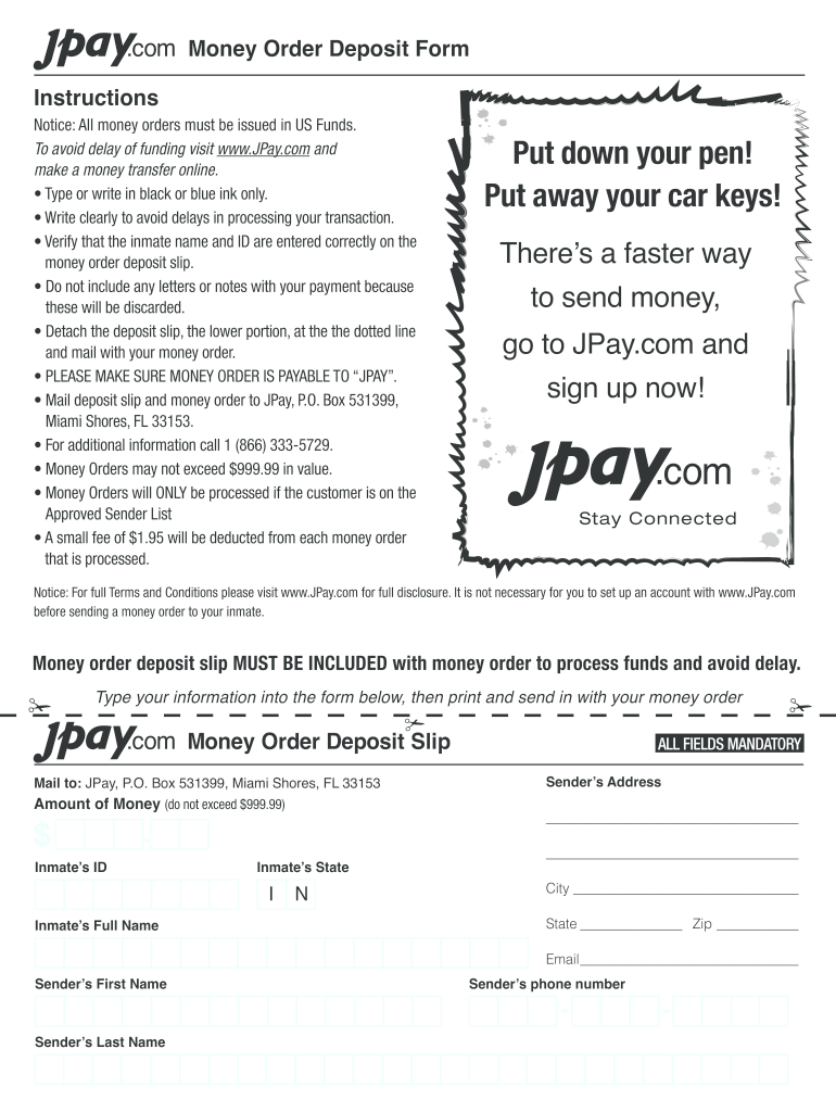 Jpay Money Order Deposit Slip  Form