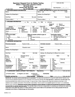 Specimen Request Form Rabies Testing Ma