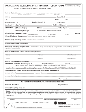 Smud Claim Form