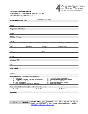 ACHV2012 Abstract Submission Form Achv2012 Uchc