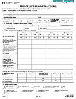 T1200 Sommaire Des Renseignements Actuariels  Form