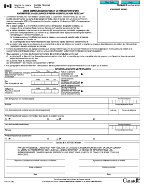 CHOIX COMMUN CONCERNANT LE TRANSFERT D &#039;UNE ENTREPRISE D &#039;ASSURANCE PAR UN ASSUREUR NON R SIDANT  Form