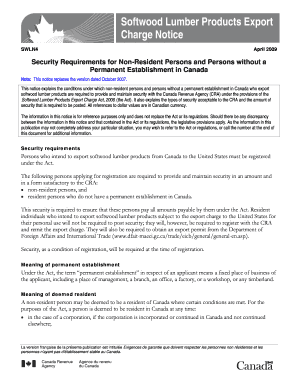 SWLN4 Security Requirements for Non Resident Persons and Cra Arc Gc  Form