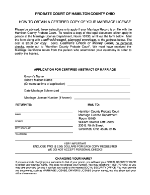  Ohio Marriage Certificate Example 2001-2024