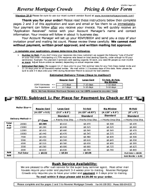 Reverse Mortgage Crowds Pricing &amp; Order Form