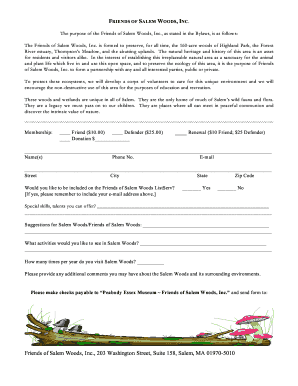 Membership Form PDF Friends of Salem Woods Salemwoods