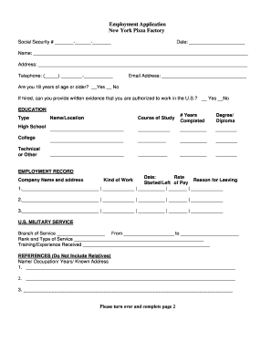 Factory Application  Form