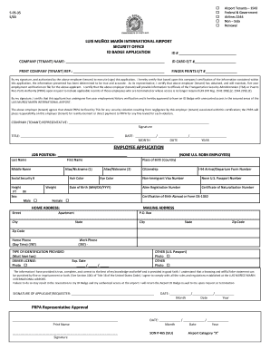 Luis Munoz Marin Airport ID Badge Application Form