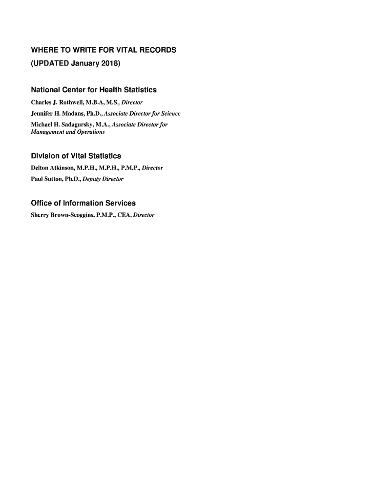 WHERE to WRITE for VITAL RECORDS Cdc  Form