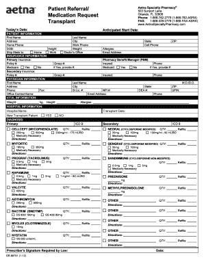 Transplant Medication Request Form Aetna