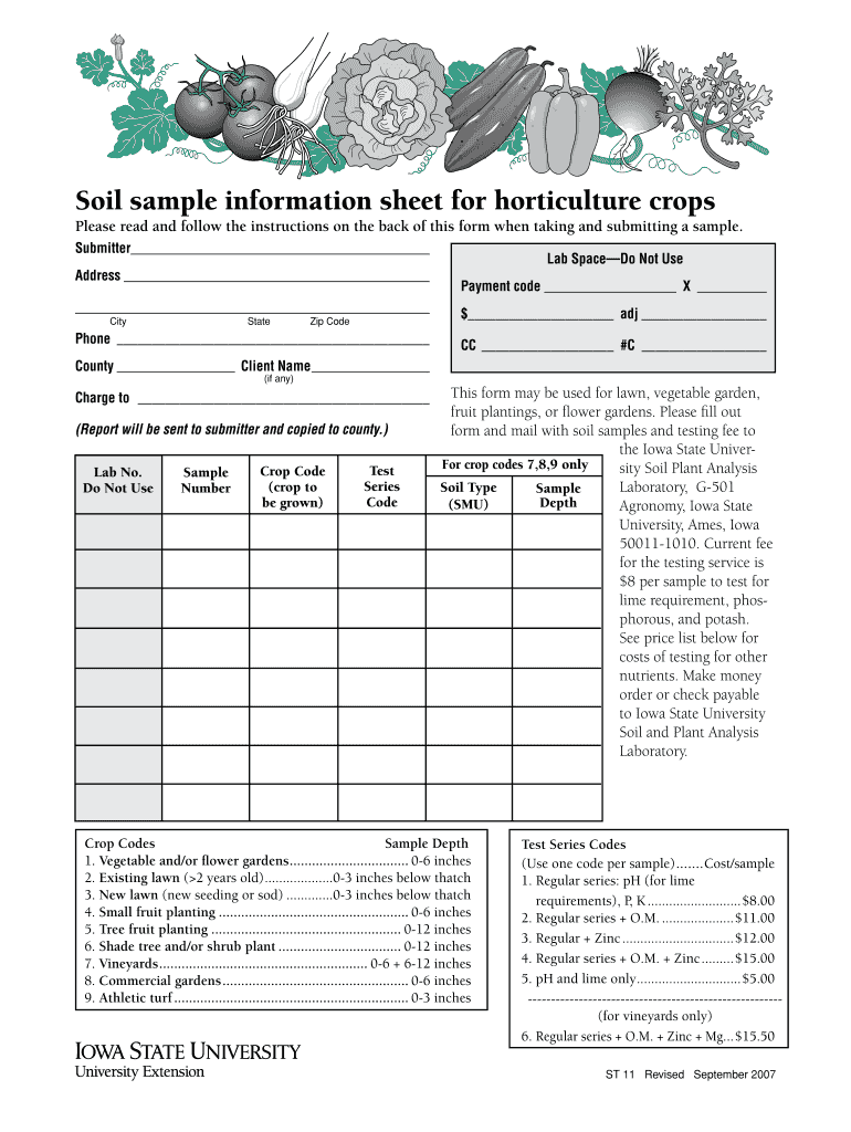 Soil Sample Information Sheet for Horticulture Crops Iowaproduce