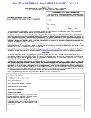 Fema Settlement Claim Form