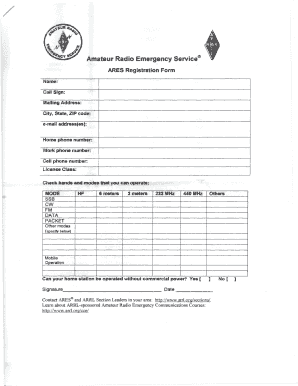 Ares Registration  Form