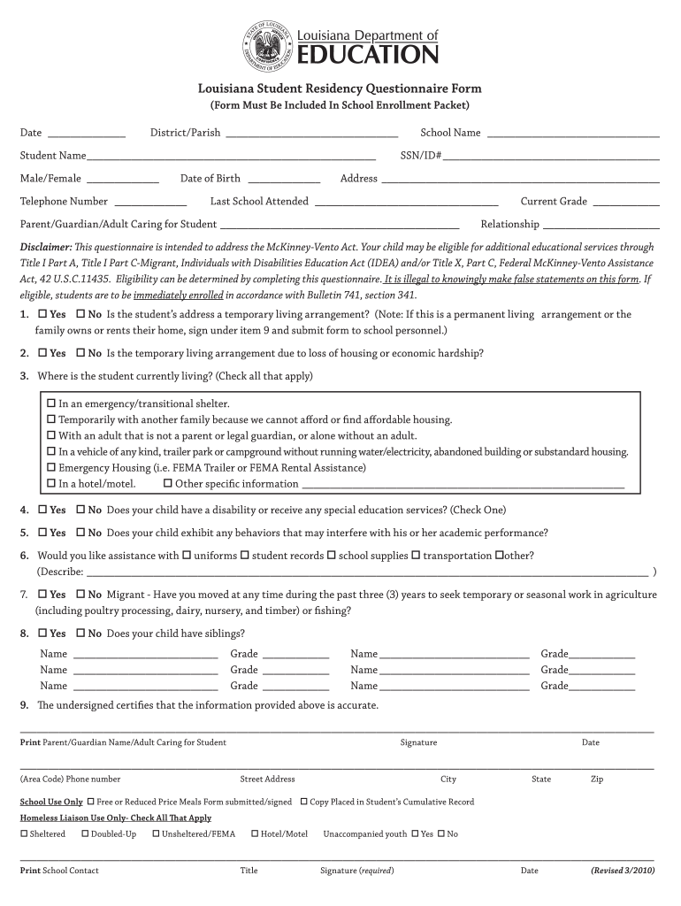  Census Questionnaire 2010