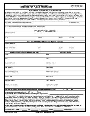 Request for Public Assistance Fema Form 90 49