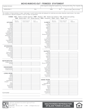 MOVE INMOVE OUT ITEMIZED STATEMENT  Form