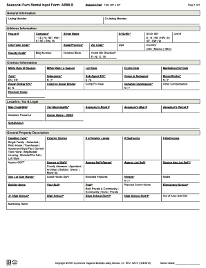 Seasonal Furn Rental Input Form ARMLS