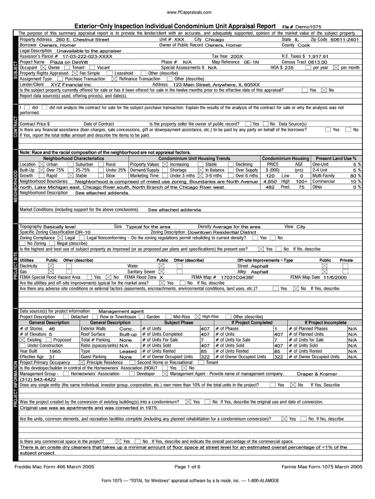 Only Inspection Individual Condominium Unit Piekos Appraisals  Form