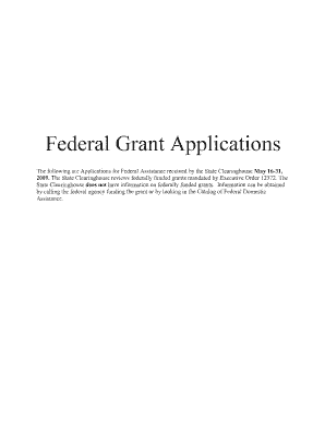 Federal Grant Applications the Following Are Applications for Federal Assistance Received by the State Clearinghouse May 16 31,   Form