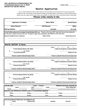 Rental Application Form