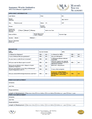 Summer Works Initiative  Form