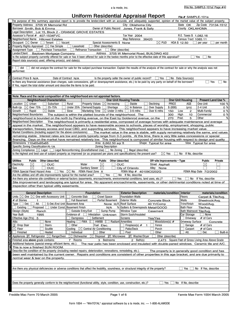 Uniform Residential Appraisal Report