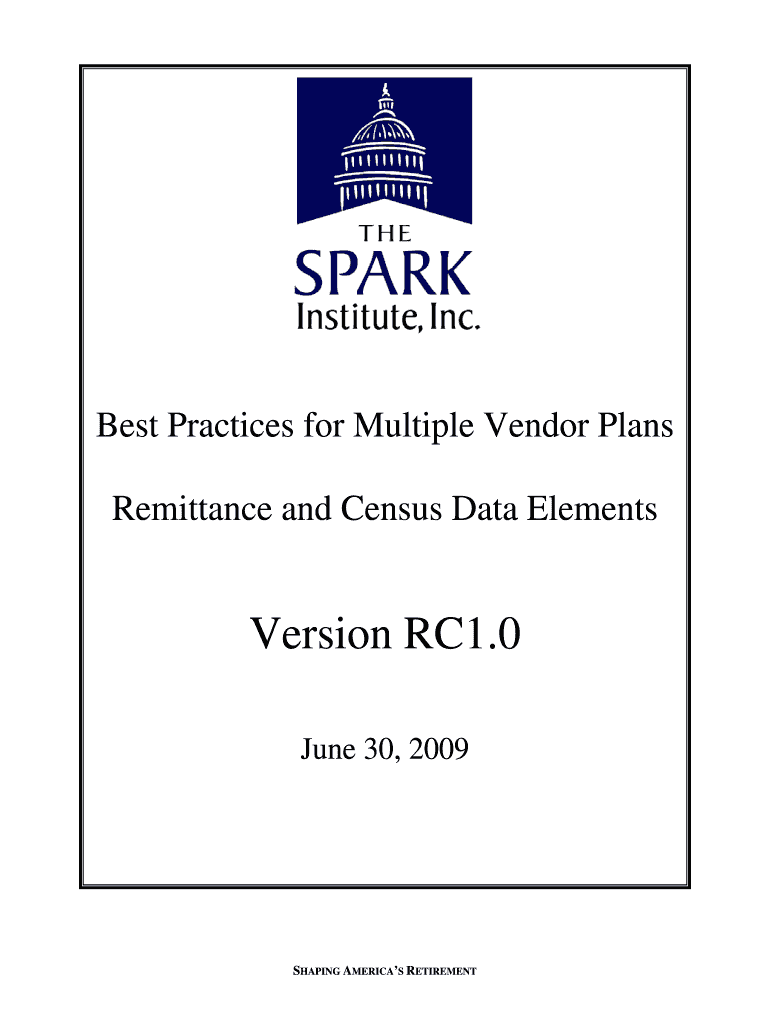 SPARK Inst Remit CensusBest Pract V RC1 0 6 30 09 FINAL DOC  Form