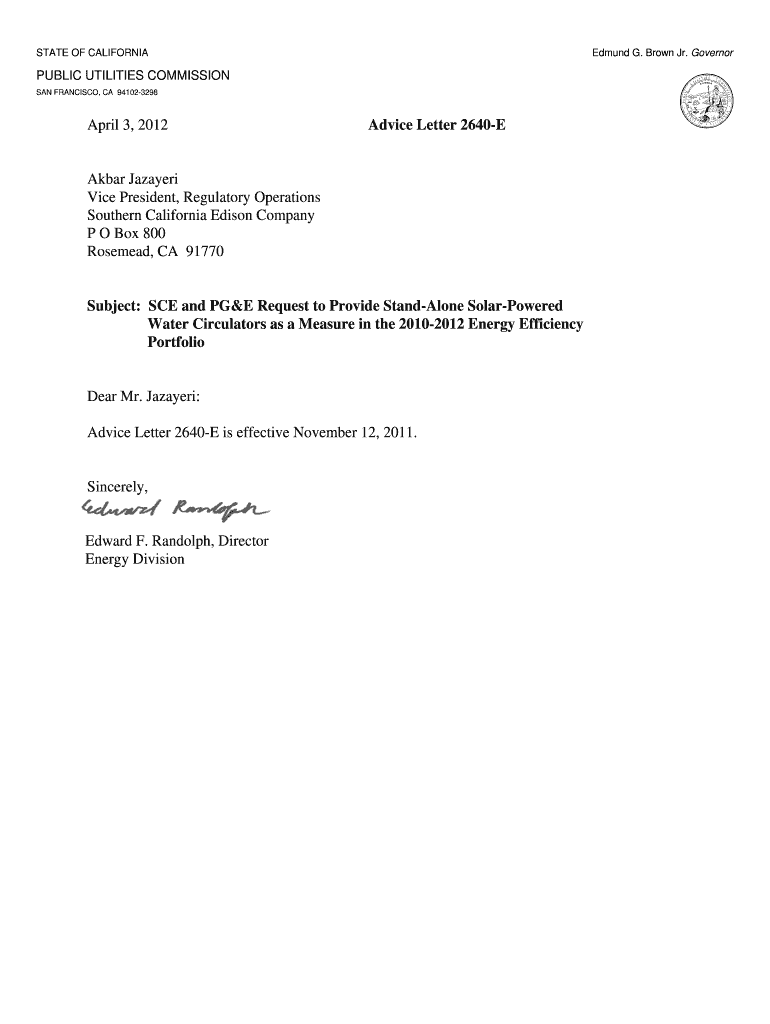 April 3, Advice Letter 2640 E Akbar Jazayeri Vice President  Form