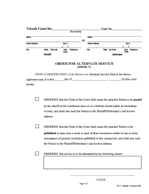 Order for Alternate Service Courts State Md  Form