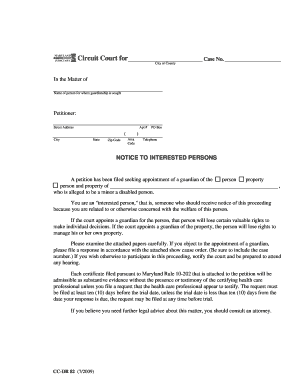 Name of Person for Whom Guardianship is Sought Courts State Md  Form