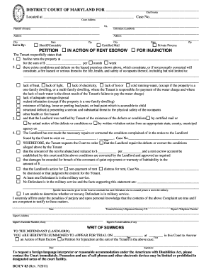 Maryland Rent Escrow Form