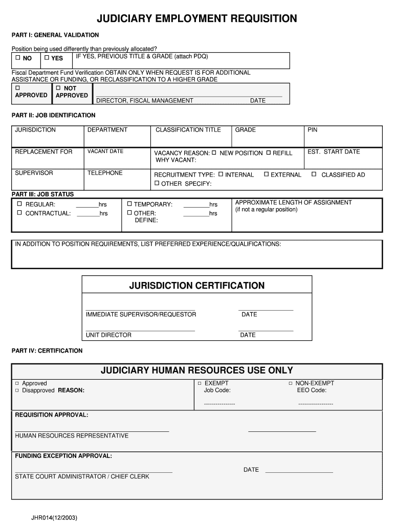 JUDICIARY EMPLOYMENT REQUISITION  Form