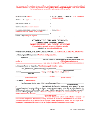 Consent to Change of Name Courts State Md  Form