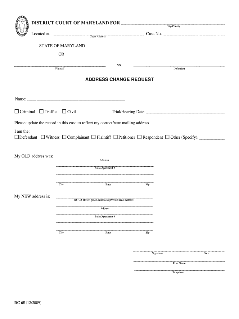 Maryland District Request  Form