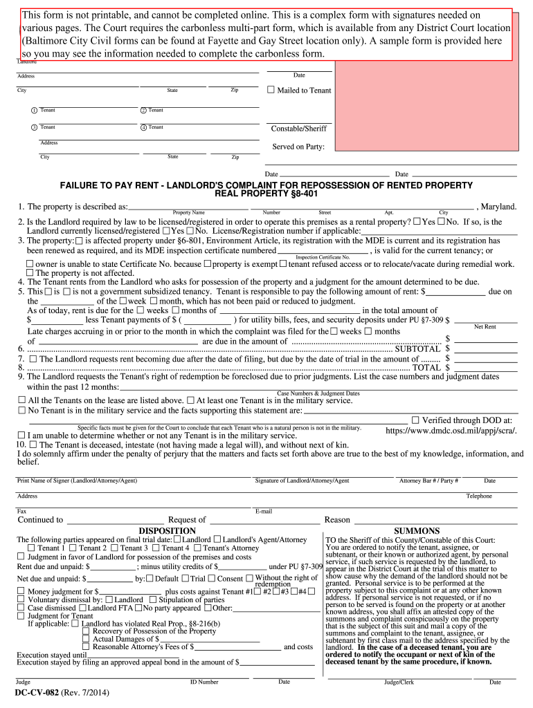  Maryland Cv Form 2018