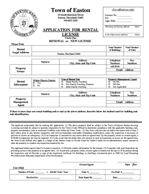 Town of Easton Md Rental License Form